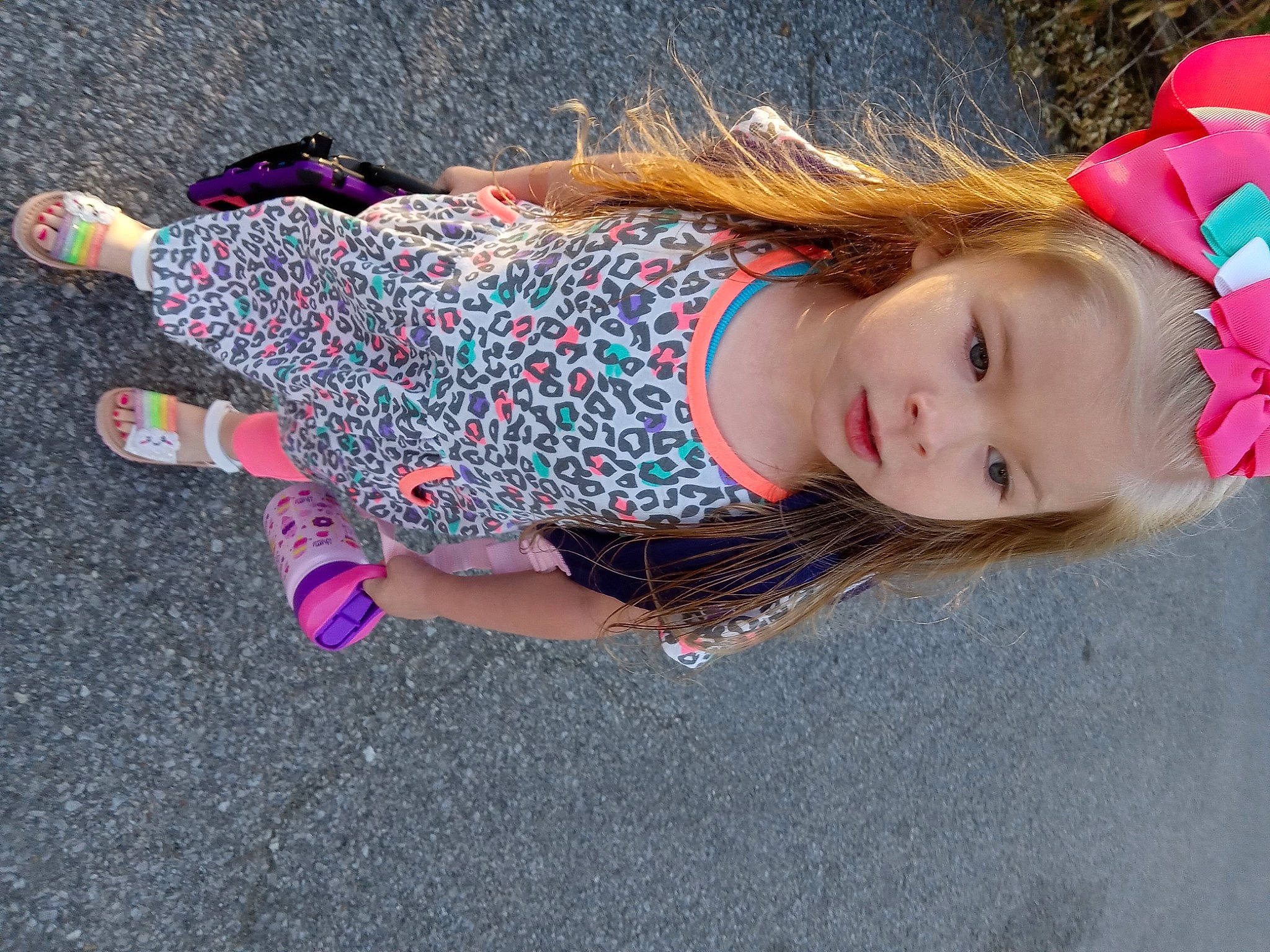 Raylee joined the competition — help win amazing prizes! asphalt, baby_toddler_clothing, child, fashion_accessory, fun, grass, happy, head, headgear, human_leg, magenta, pattern, person, pink, play, sleeve, toddler