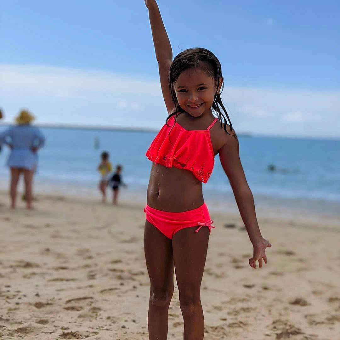 Milah joined the competition — help win amazing prizes! beach, bikini, child, coast, fun, happy, joy, leg, ocean, people_on_beach, person, physical_fitness, play, sand, sea, spring_break, summer, swimwear, thigh, vacation