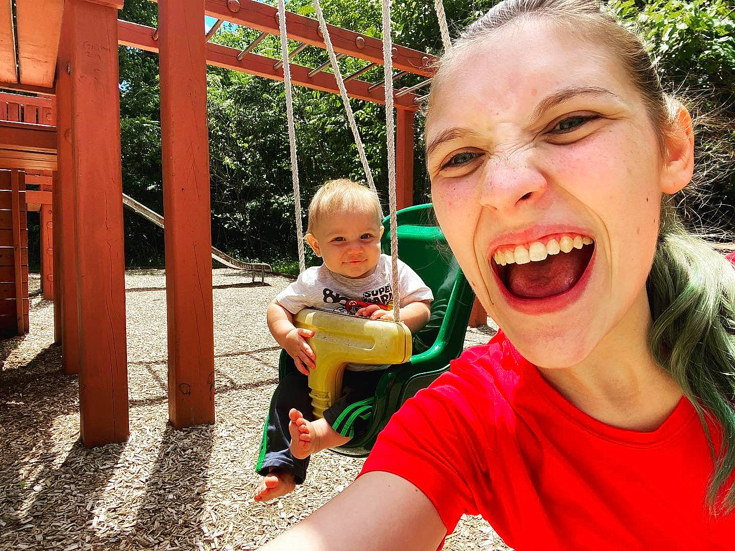 Kristopher joined the competition — help win amazing prizes! anger, child, face, facial_expression, fun, happy, laugh, leisure, outdoor_play_equipment, people, person, play, playground, public_space, recreation, smile, summer, swing, toddler, tooth