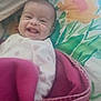 Noursine participe au concours pour gagner de l'argent avec cette photo : baby, bedspread, blanket, child, colorful, cozy, cute, face, floral, happy, head, indoors, infant, lying_down, person, pink, portrait, sleepwear, smiling, wrapped