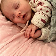 Kylee joined the competition — help win amazing prizes! baby, sleeping, blanket, sweater, infant, cozy, pink, soft, hand, face, child, peaceful, bed, cute, closeup, portrait, newborn, resting, warm, comfort