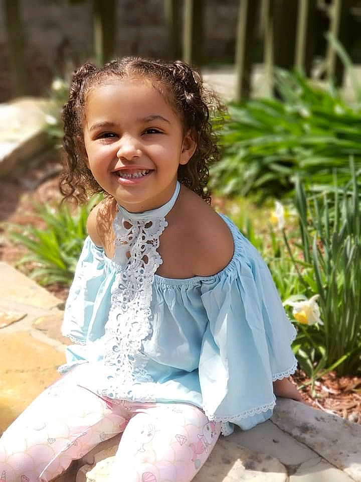 Lilyanna joined the competition — help win amazing prizes! child, child_model, dress, joy, pattern, person, sitting, smile, toddler