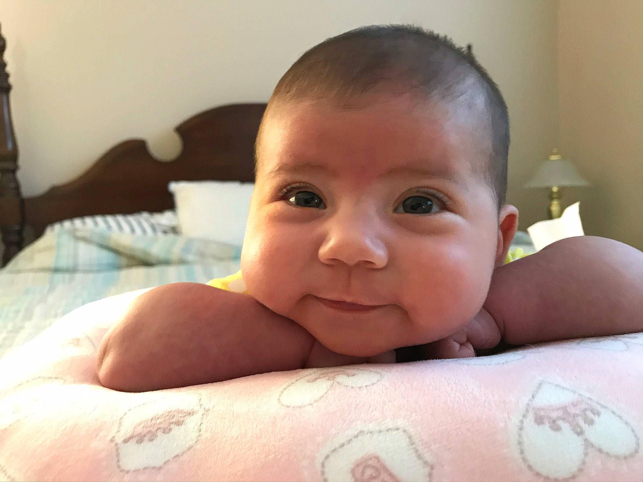 Josephine is registered to the contest to win money with this photo: baby, baby_making_funny_faces, cheek, child, chin, ear, eye, eyebrow, face, forehead, head, lip, mouth, muscle, nose, person, skin, smile, toddler, tummy_time