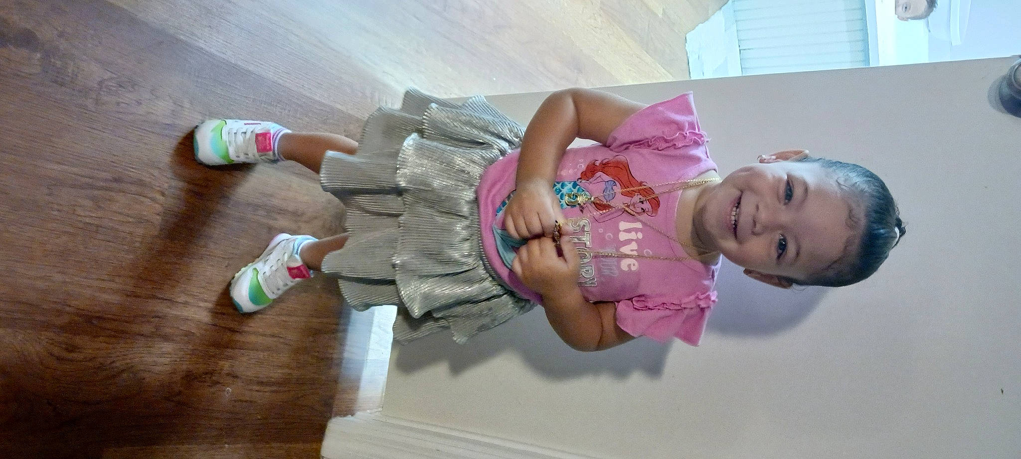 Heaven joined the competition — help win amazing prizes! baby_toddler_clothing, child, finger, flooring, foot, fun, happy, hardwood, human_leg, joy, knee, magenta, person, room, skin, smile, sock, thigh, toddler, wood