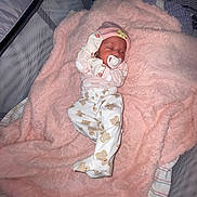 Cerenity joined the competition — help win amazing prizes! baby, newborn, sleeping, pacifier, pink_blanket, crib, mesh, hat, pajamas, teddy_bear_print, infant, cozy, cute, child, sleep, blanket, soft, rest, indoors, baby_clothes