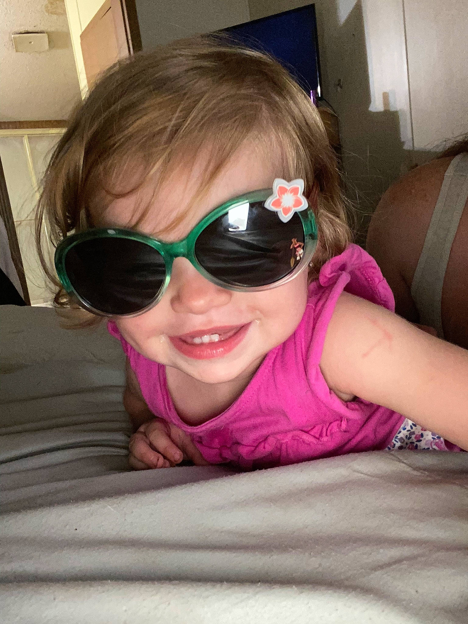 Chevelle joined the competition — help win amazing prizes! cheek, child, cool, eyewear, face, fun, glasses, goggles, hair, hairstyle, head, joy, lip, mouth, nose, person, personal_protective_equipment, pink, smile, sunglasses