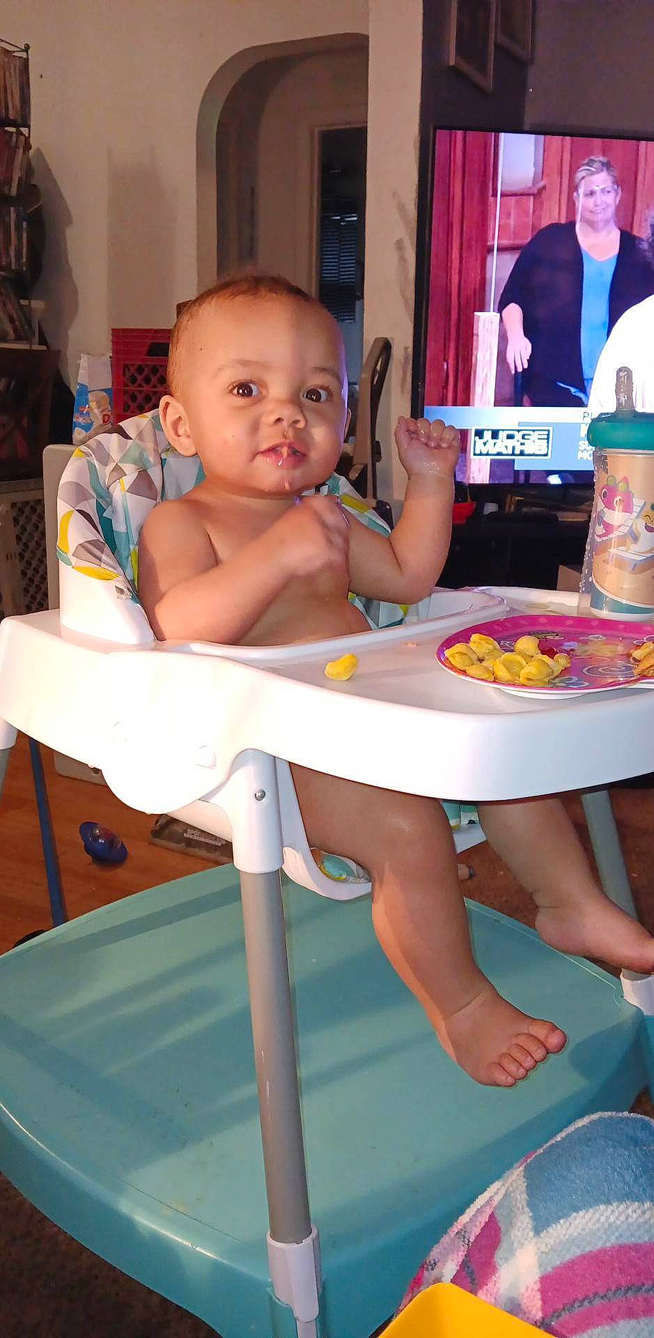 Isiah joined the competition — help win amazing prizes! baby, baby_products, breakfast, chair, chest, child, eating, flooring, fun, human_leg, joy, leisure, nail, person, play, room, shelf, sitting, table, tableware