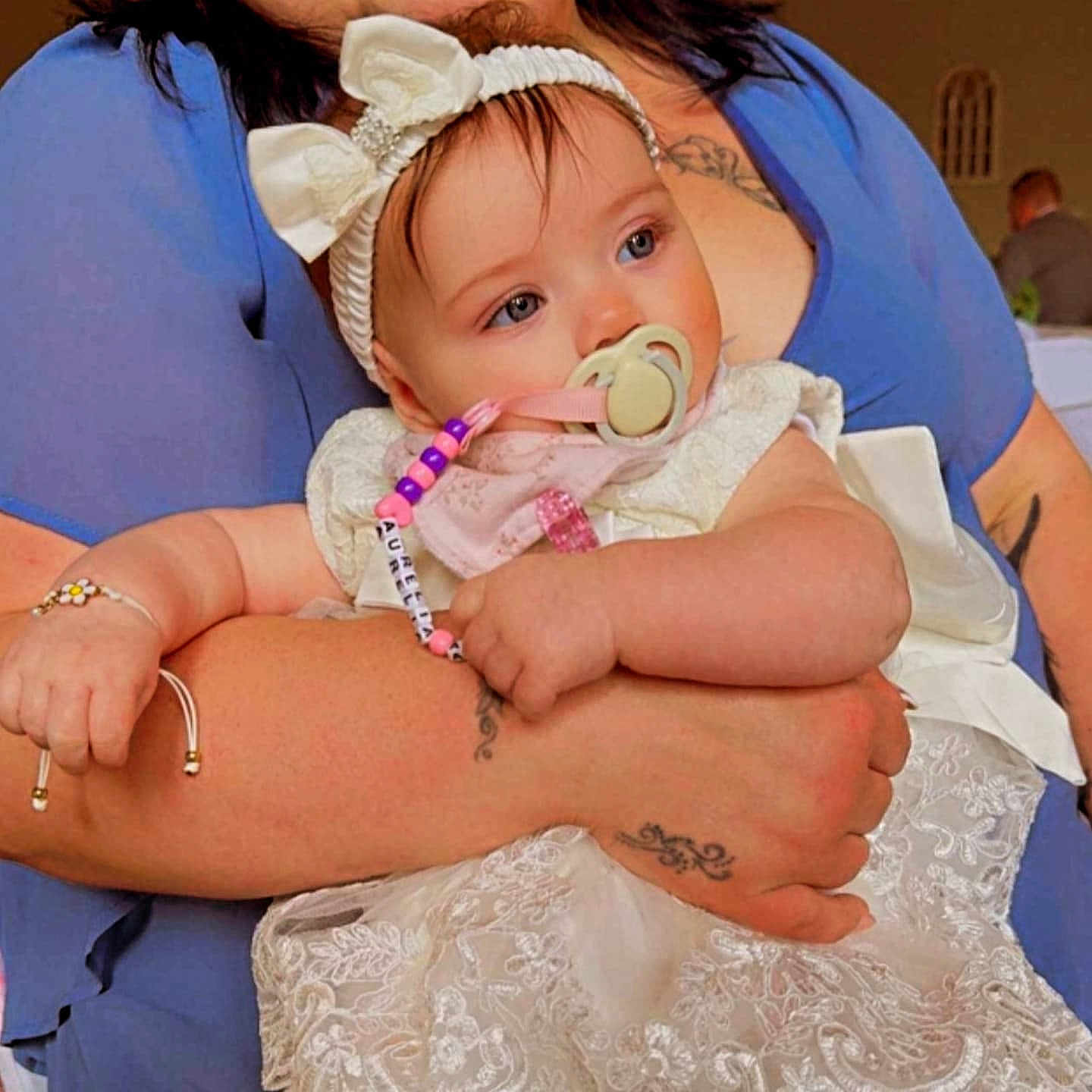 Aurelia-Ashleigh joined the competition — help win amazing prizes! accessories, arm, baby, bodypart, bonnet, bracelet, clothing, dress, face, finger, hand, hat, head, jewelry, necklace, person, photography, portrait, skin, tattoo