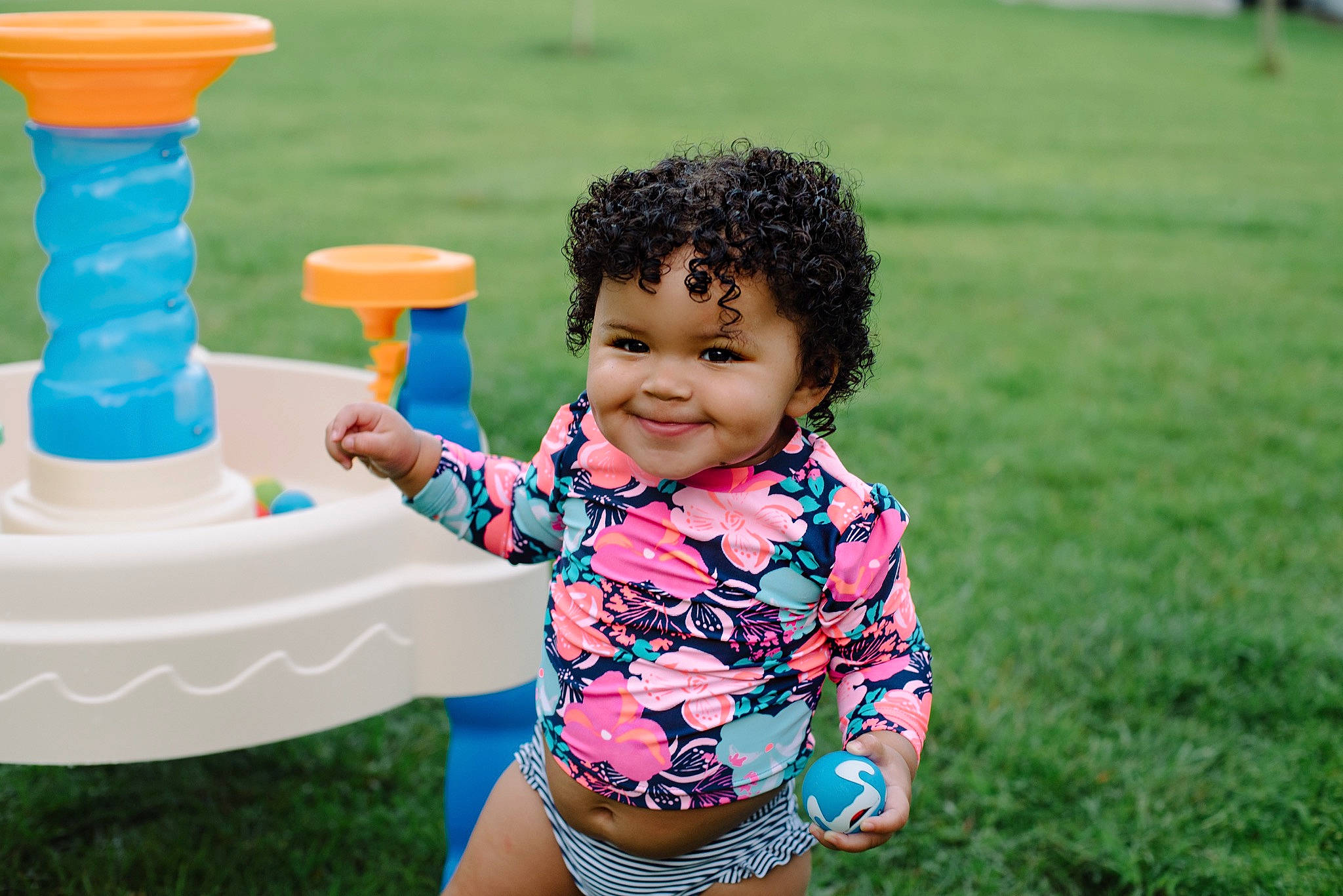 Kimberlyn is registered to the contest to win money with this photo: backyard, child, fun, garden, grass, green, happy, joy, lawn, leisure, people, person, play, recreation, skin, smile, summer, toddler, vacation, water