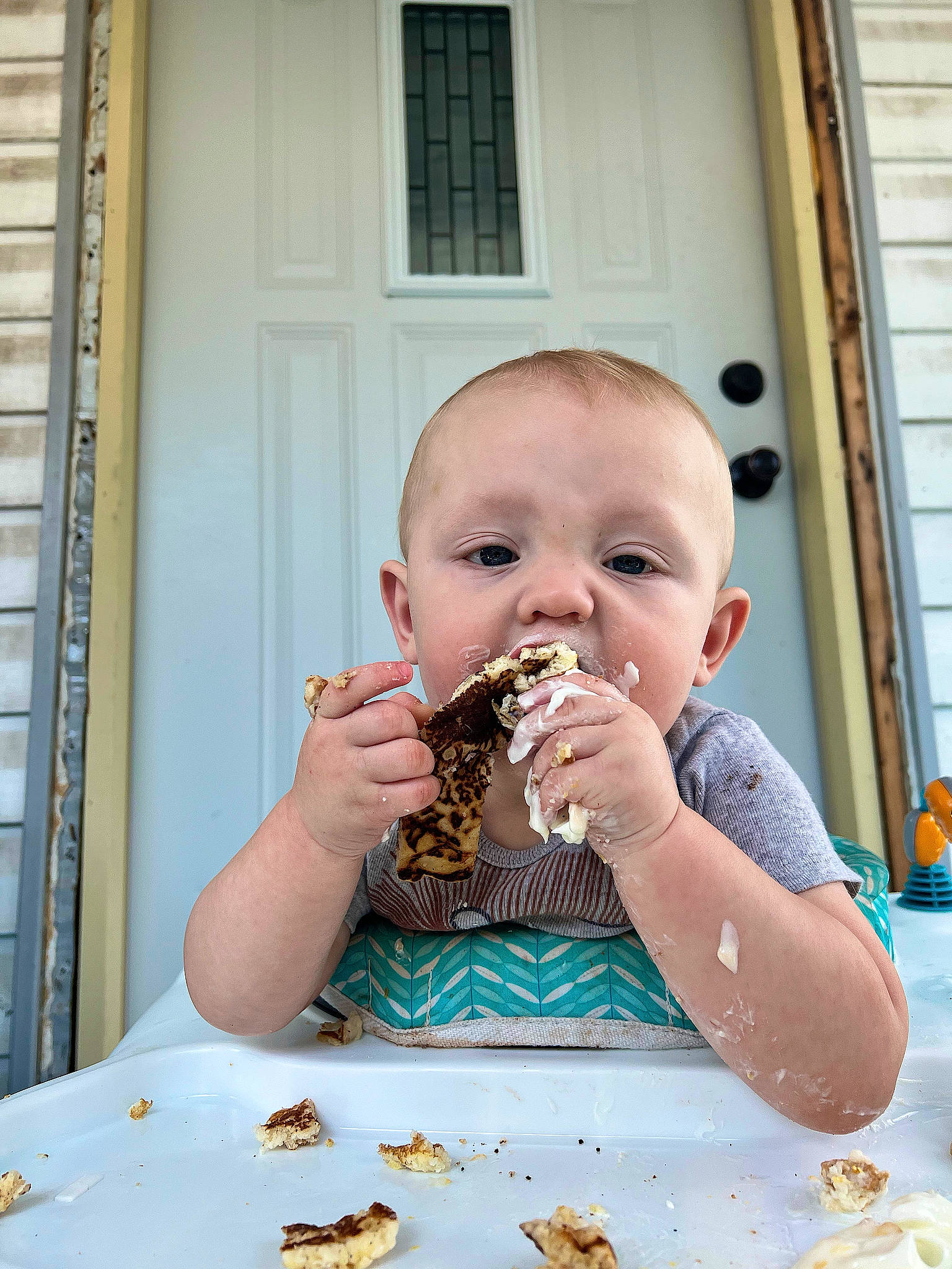 Colter joined the competition — help win amazing prizes! baby, biting, cake, chair, child, comfort_food, dessert, door, eating, event, food, food_craving, fun, person, plate, sitting, sweetness, table, tableware, toddler