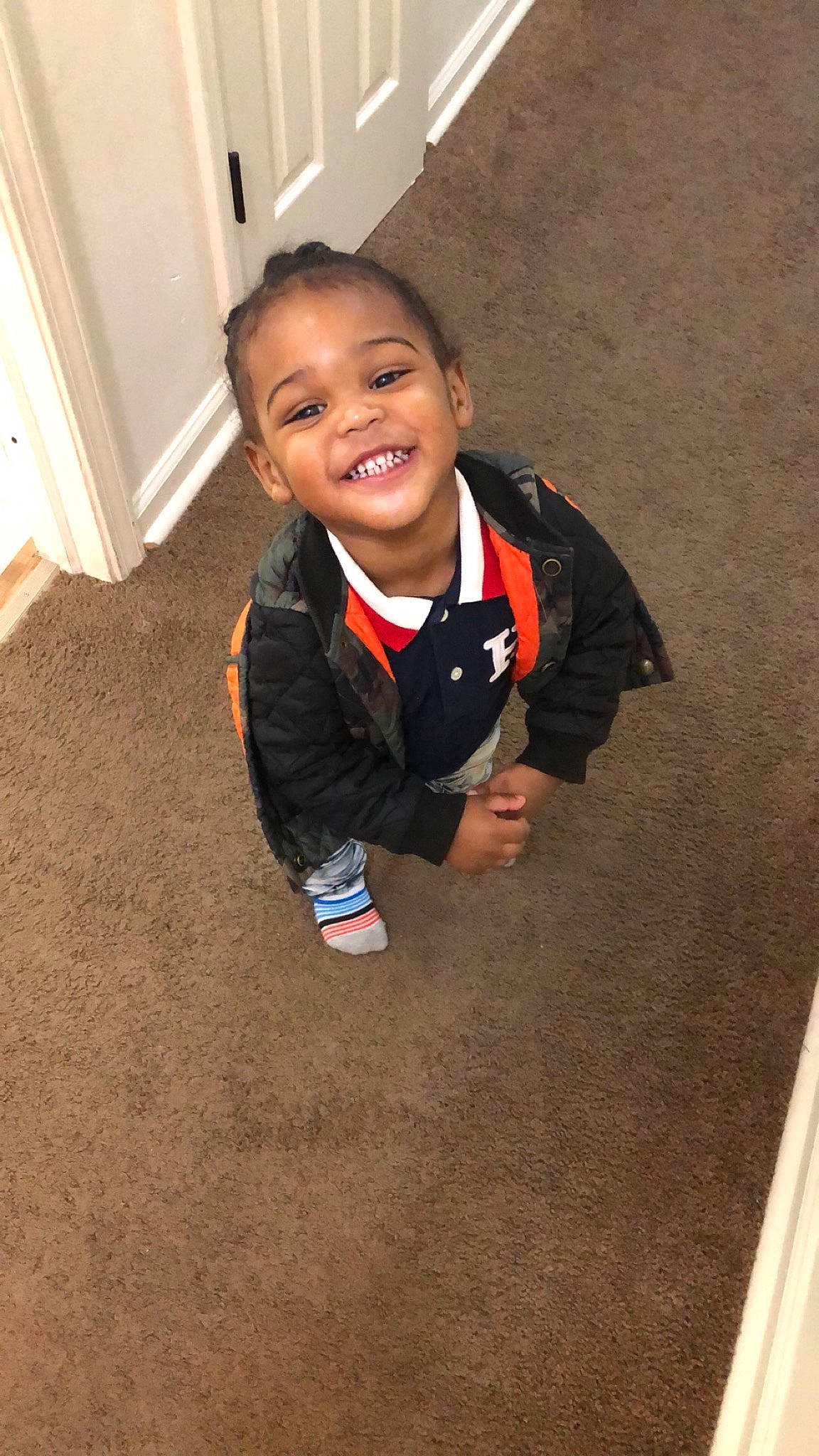 Terrell joined the competition — help win amazing prizes! child, floor, head, joy, person, skin, smile, standing, toddler