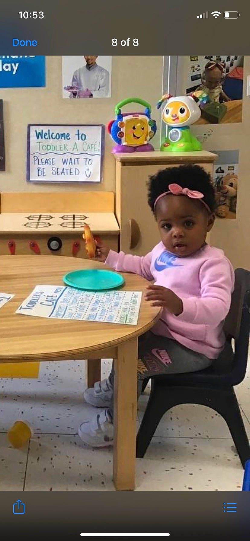 Kennedy joined the competition — help win amazing prizes! art, chair, child, class, design, desk, education, furniture, kindergarten, leisure, person, play, room, sharing, t_shirt, table, toddler, visual_arts, wood, writing