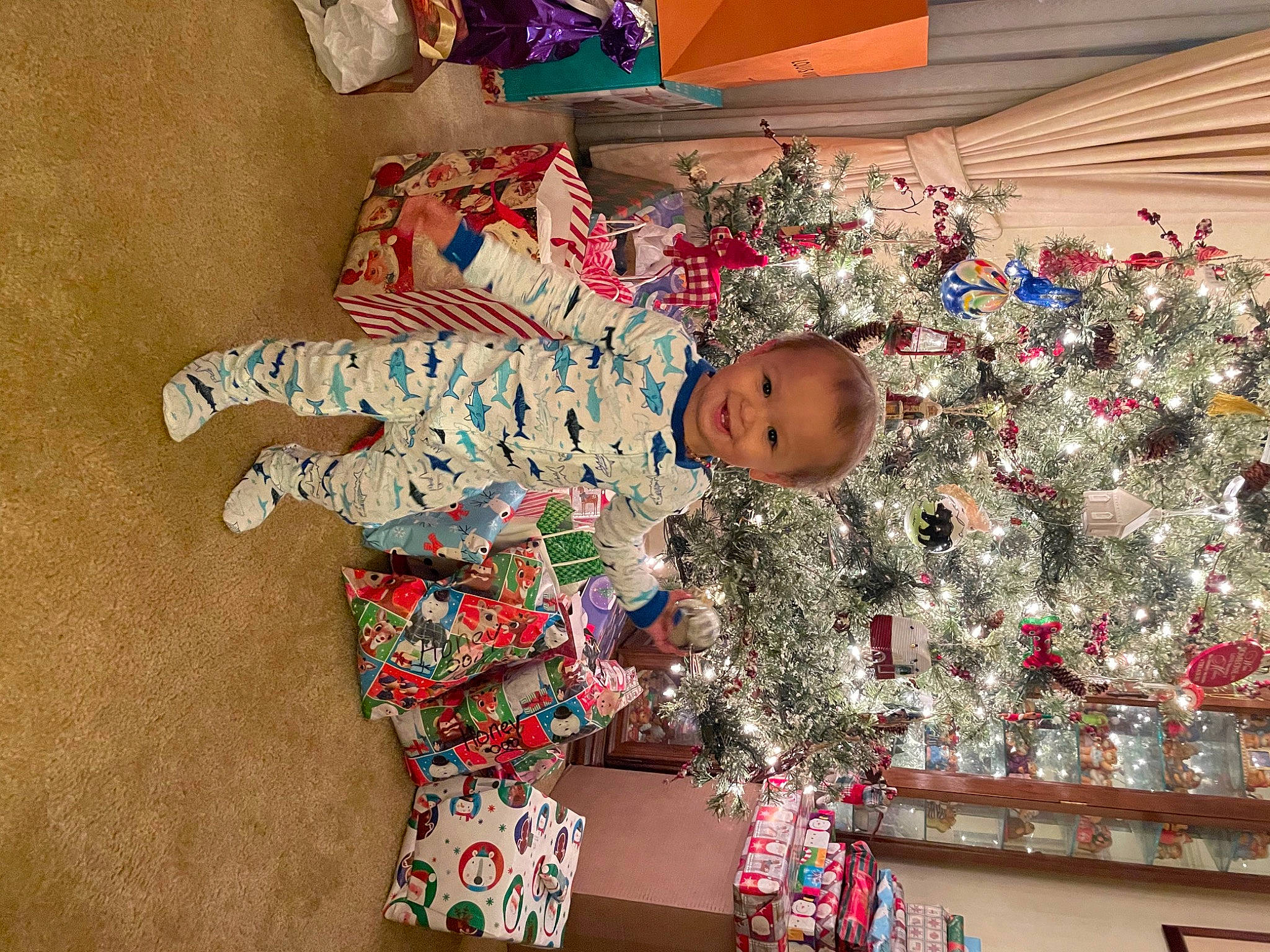 Sander joined the competition — help win amazing prizes! baby, baby_toddler_clothing, child, christmas, christmas_ornament, christmas_tree, comfort, conifer, event, fun, holiday, holiday_ornament, joy, lap, ornament, pattern, person, room, textile, toddler