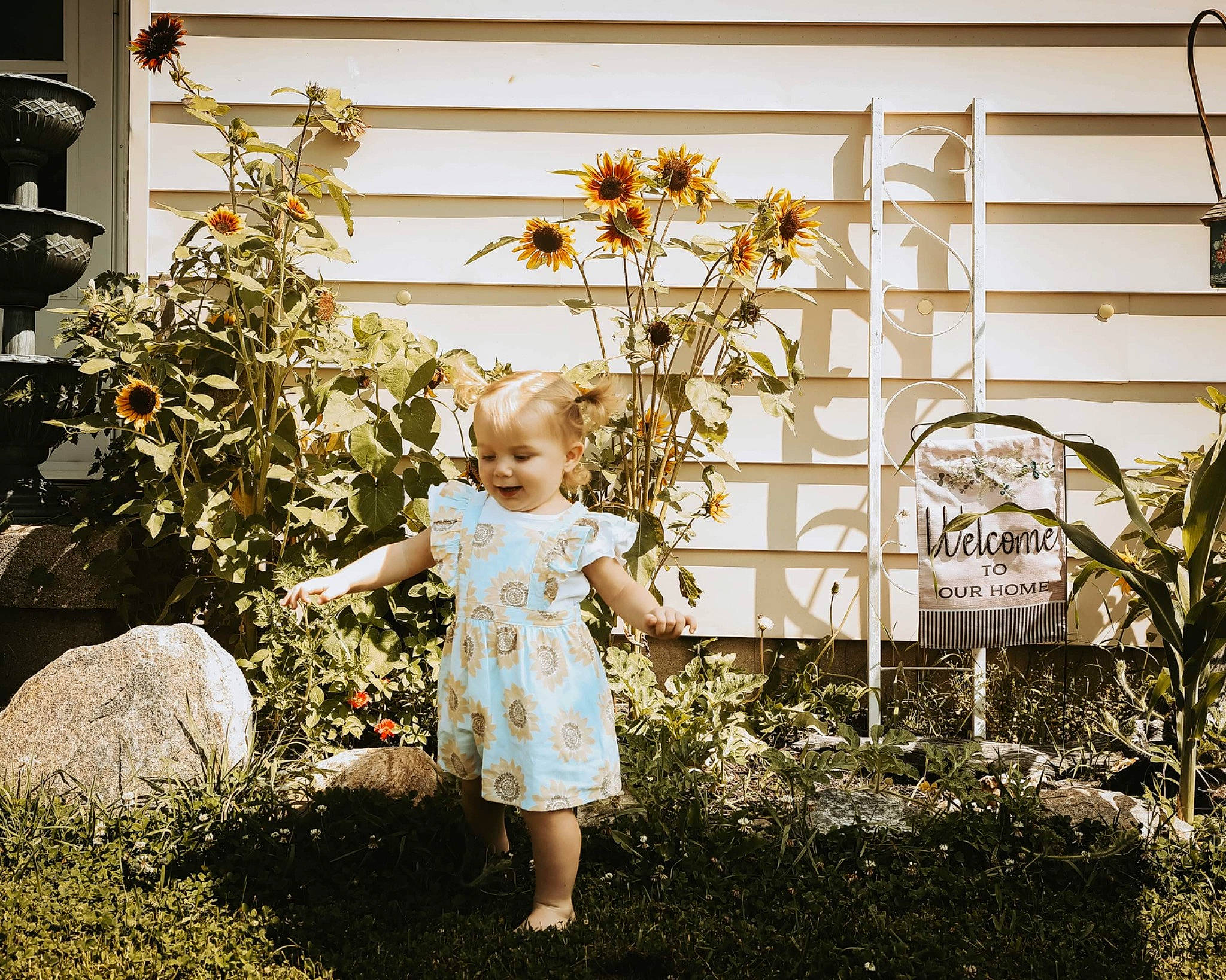 Evelyn joined the competition — help win amazing prizes! branch, child, dress, flower, fun, garden, grass, happy, house, landscape, metal, people_in_nature, person, plant, shrub, sunlight, tints_and_shades, toddler, vintage_clothing, wildflower