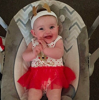 Isabella Rose joined the competition — help win amazing prizes! baby, baby_laughing, baby_products, baby_toddler_clothing, cheek, child, ear, eye, face, hair_accessory, head, headgear, iris, joy, lip, mouth, person, pink, product, skin