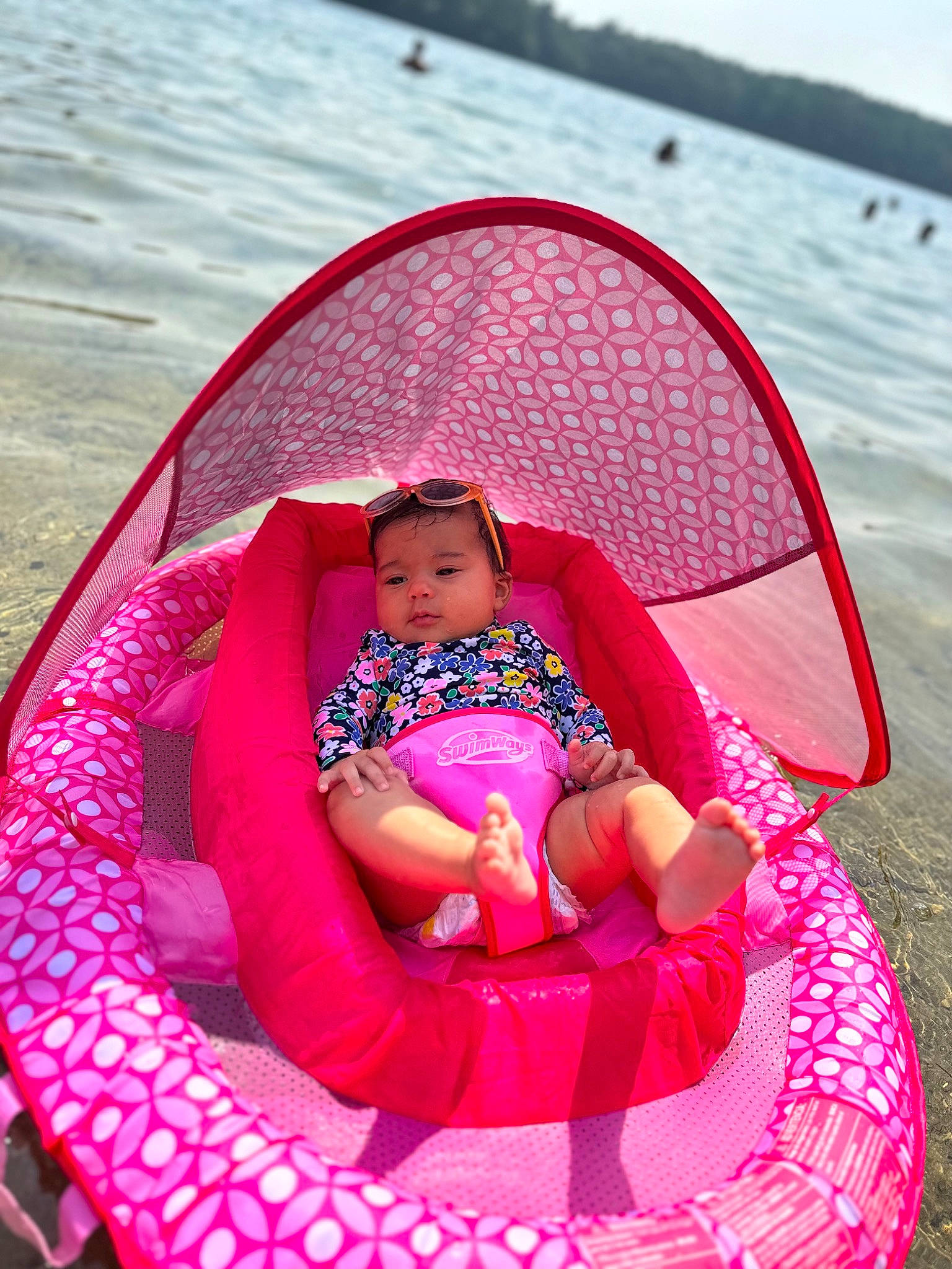 Allana joined the competition — help win amazing prizes! baby_toddler_clothing, beauty, boats_and_boating_equipment_and_supplies, child, circle, comfort, fun, grass, lake, leisure, magenta, outdoor_furniture, outdoor_recreation, person, photograph, pink, product, recreation, sky, toddler