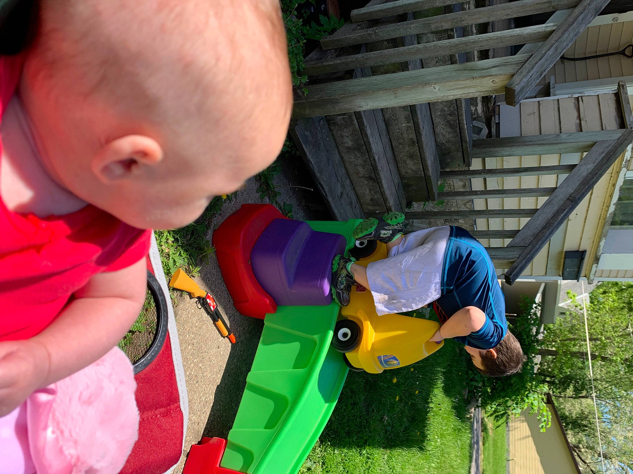Mark Jr joined the competition — help win amazing prizes! baby, baby_products, baby_toddler_clothing, child, climbing_harness, fun, grass, happy, leaf, leisure, outdoor_play_equipment, plant, play, recreation, soil, sport_climbing, t_shirt, toddler, tree, yard