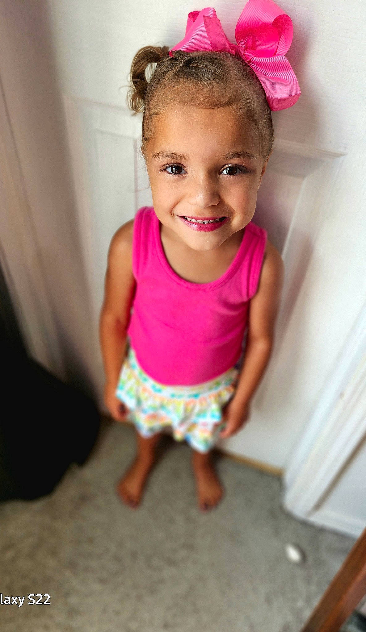 Jaizlynn is registered to the contest to win money with this photo: baby_toddler_clothing, cheek, child, chin, dress, eye, face, flash_photography, fun, happy, iris, joy, lip, magenta, neck, person, pink, skin, sleeve, smile