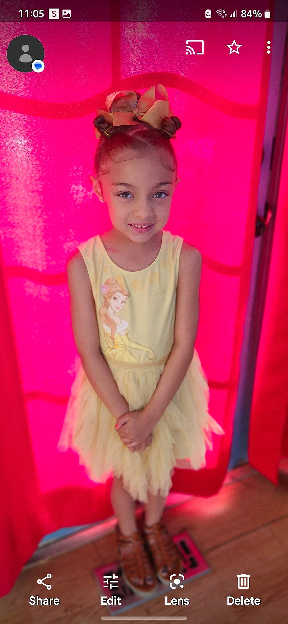 Nesaya is registered to the contest to win money with this photo: baby_toddler_clothing, beauty, day_dress, dress, embellishment, fashion, fashion_design, fun, hairstyle, happy, headwear, joy, magenta, one_piece_garment, person, pink, purple, red, skin, sleeve