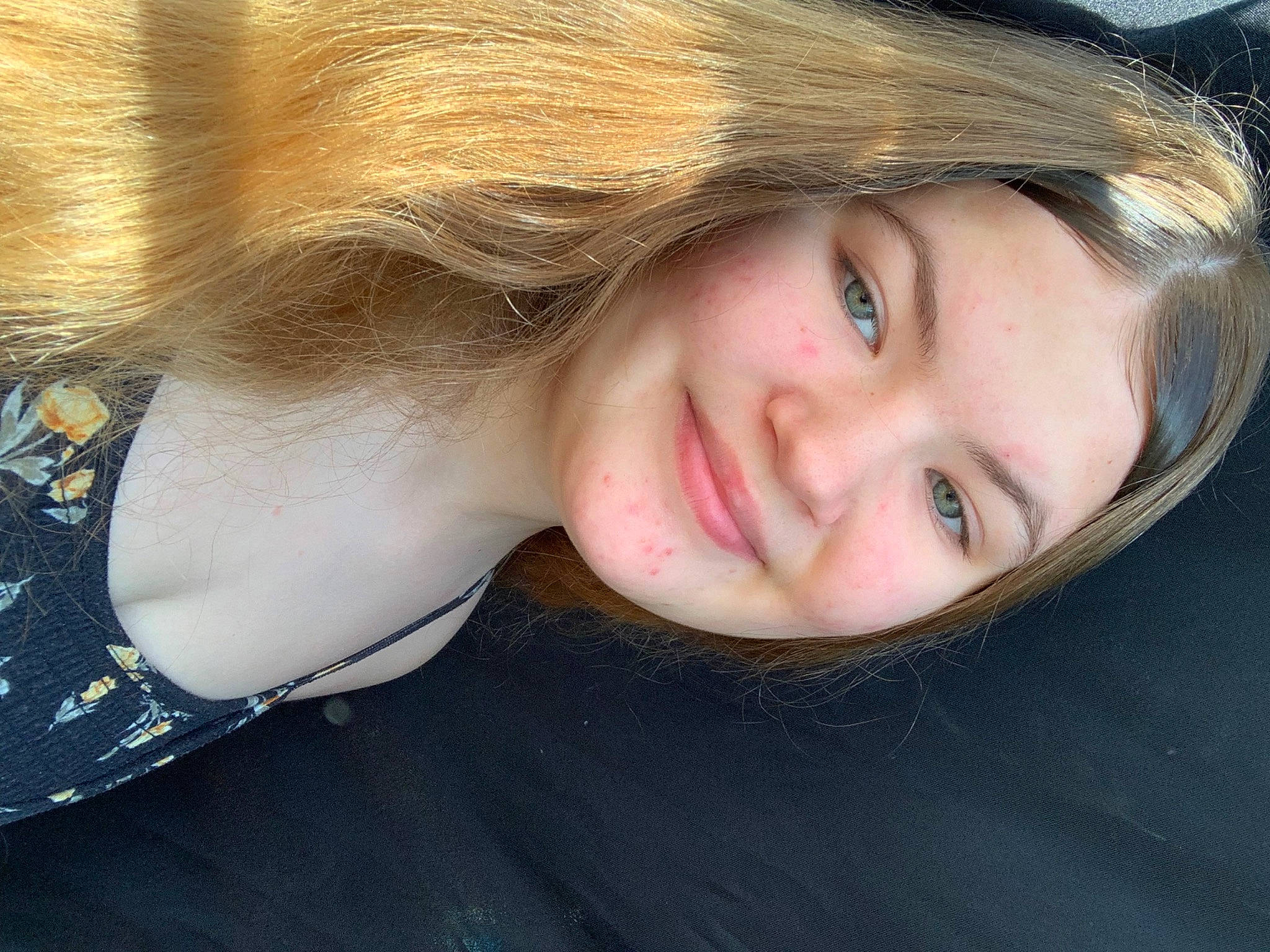 Mary-jane is registered to the contest to win money with this photo: blond, cheek, electric_blue, eyebrow, eyelash, flash_photography, grass, happy, human_body, iris, jaw, joy, layered_hair, lip, long_hair, nose, person, plant, skin, smile