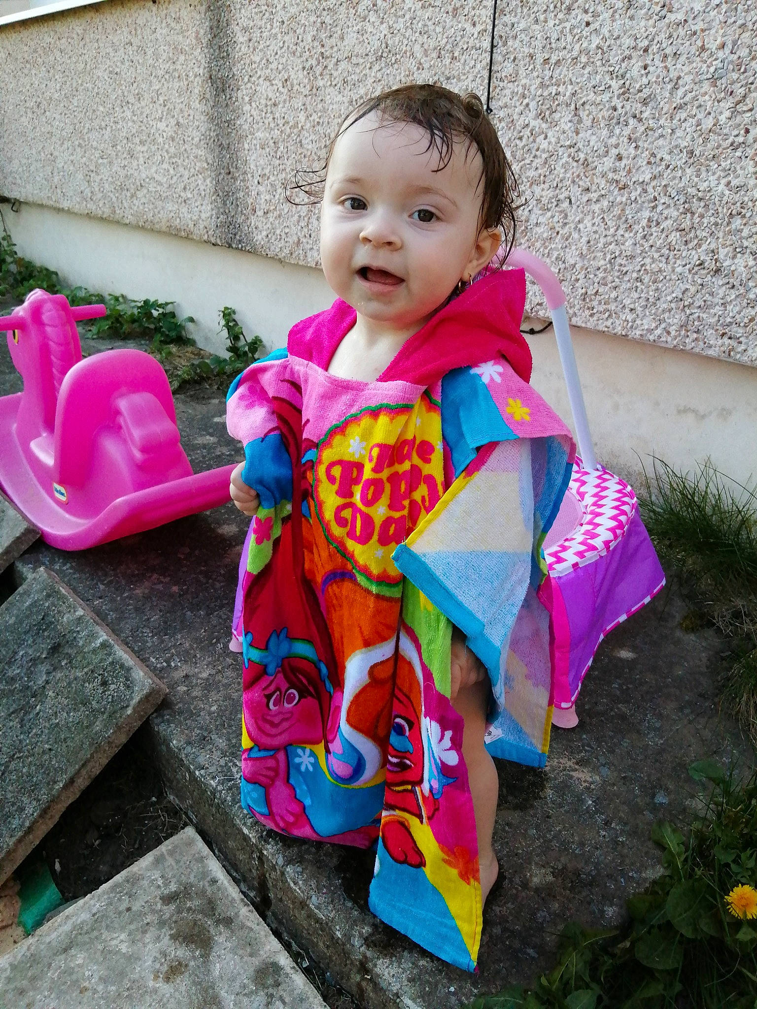 Ebony joined the competition — help win amazing prizes! auto_part, baby, baby_products, baby_toddler_clothing, child, clothing, design, dress, fashion_accessory, neck, pattern, person, pink, plant, play, skin, textile, toddler, vacation, wheel