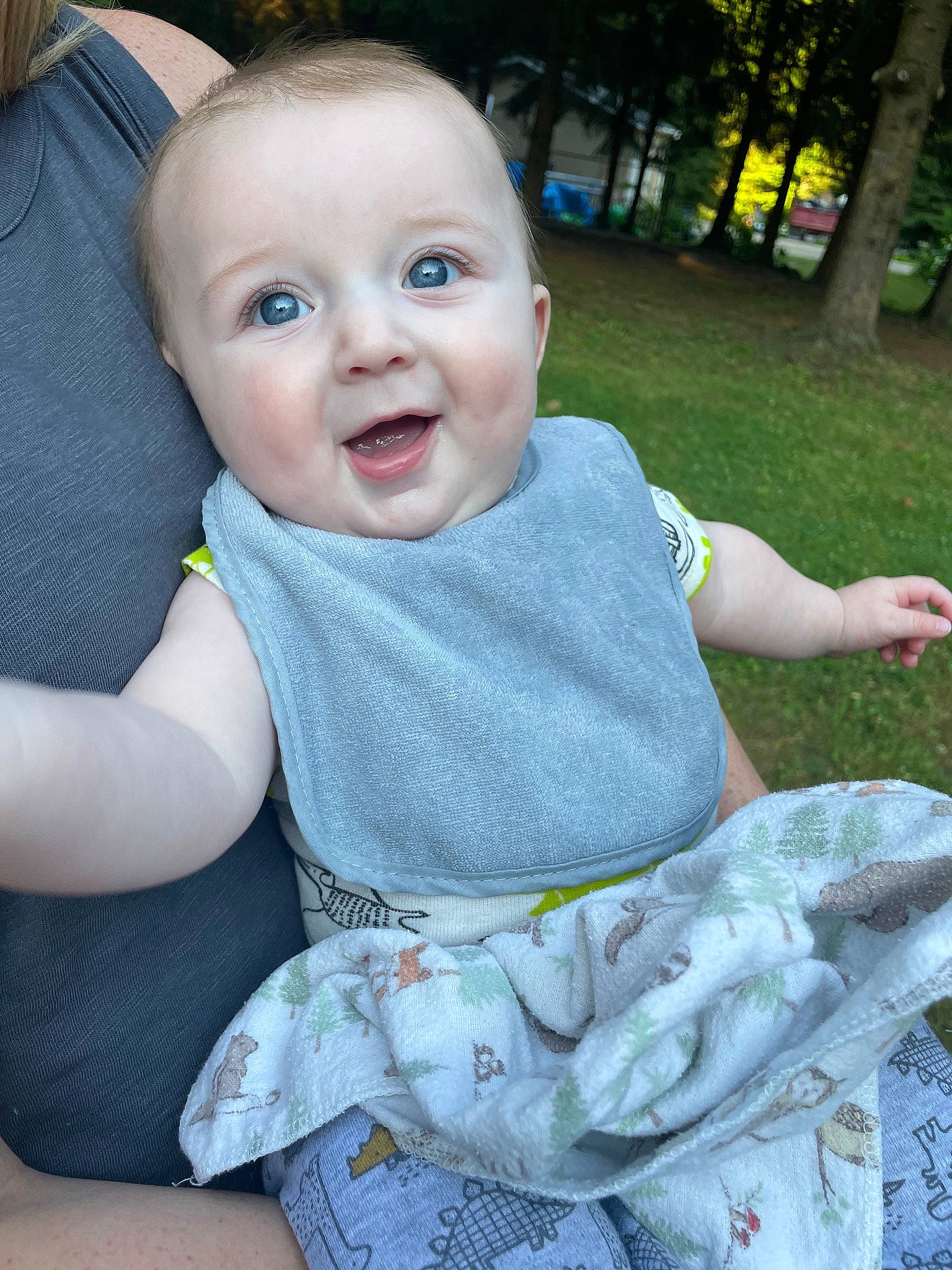 Conrad joined the competition — help win amazing prizes! baby, baby_toddler_clothing, cheek, child, cool, dress, grass, happy, head, iris, leaf, leisure, person, plant, skin, sleeve, smile, summer, t_shirt, toddler