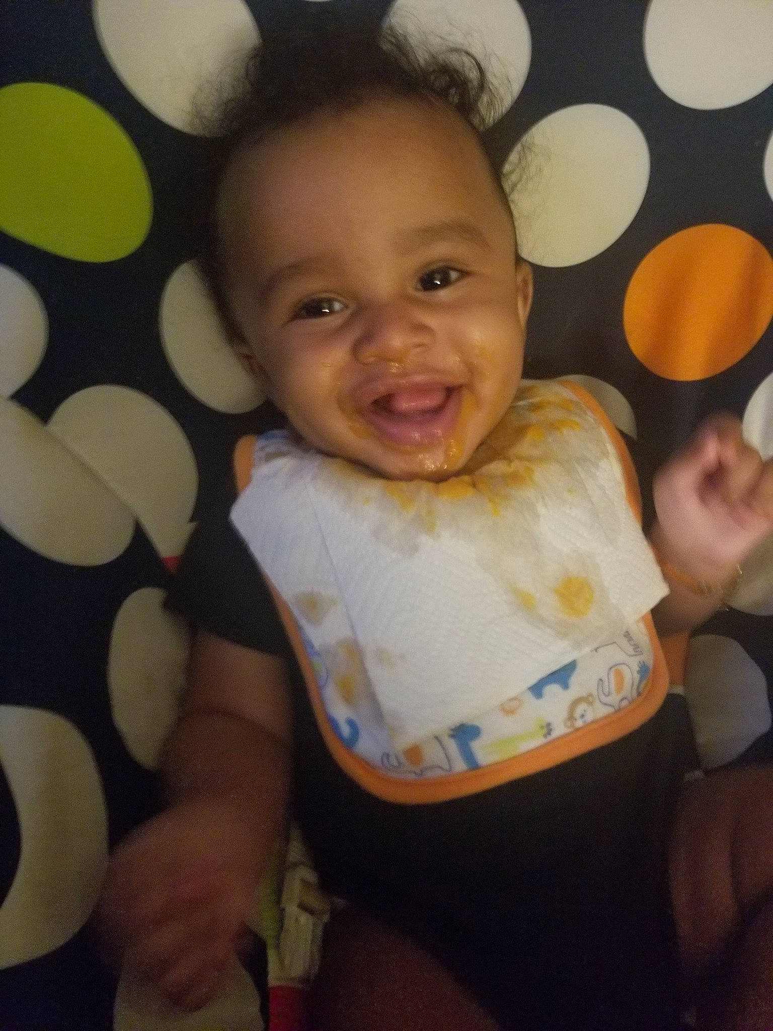 Tristan is registered to the contest to win money with this photo: baby, beauty, cheek, child, electronic_device, eye, face, facial_expression, happy, head, joy, person, skin, smile, toddler