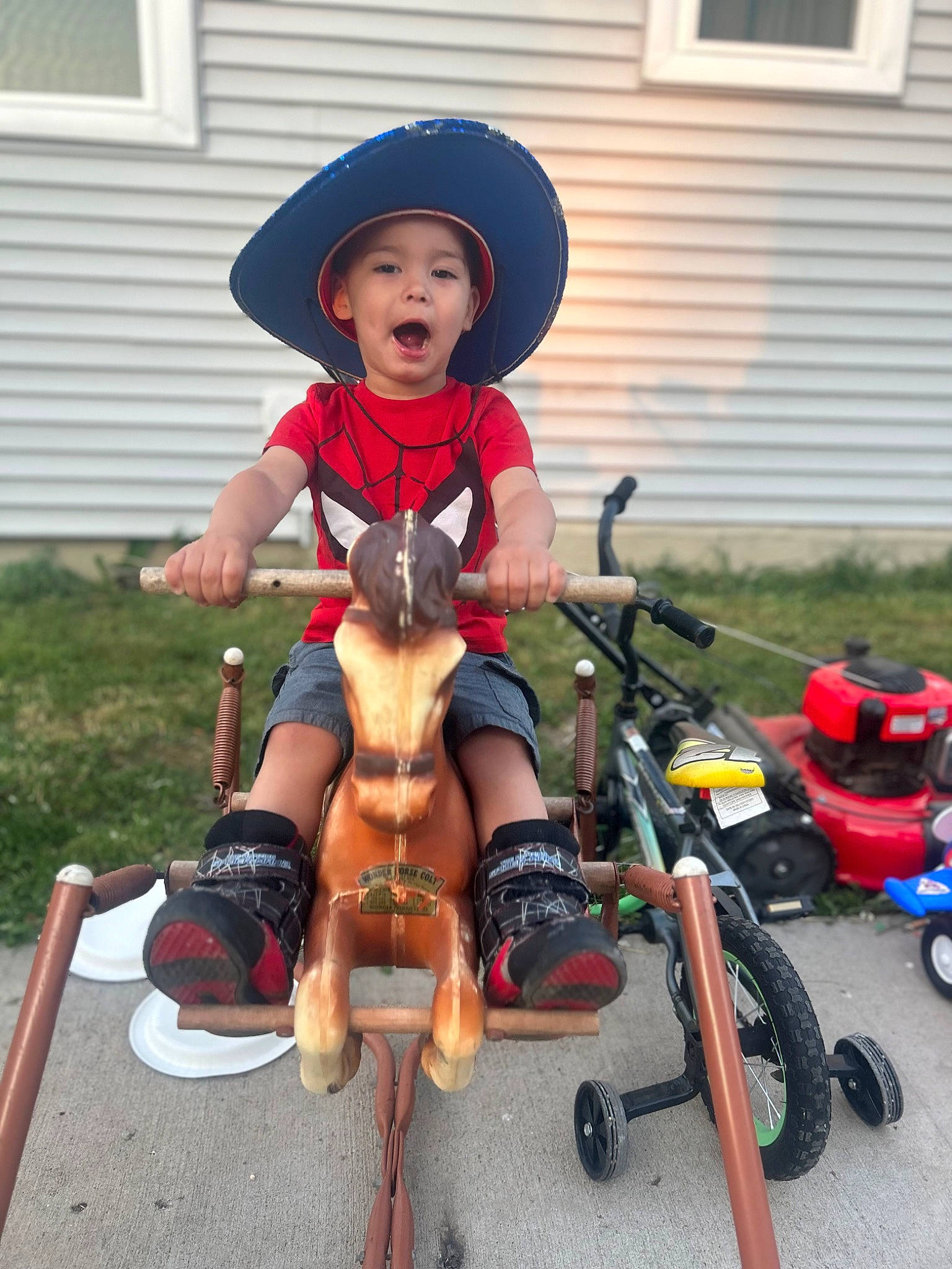 Dominic joined the competition — help win amazing prizes! bicycles_equipment_and_supplies, cap, child, costume_hat, fun, hat, headwear, helmet, leisure, person, personal_protective_equipment, plant, recreation, shorts, sun_hat, thigh, tire, toddler, vehicle, wheel