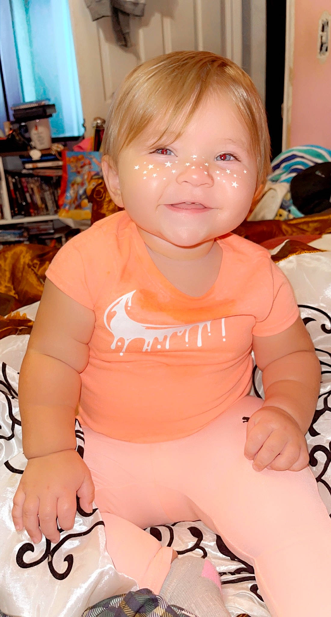 Natalie joined the competition — help win amazing prizes! arm, baby_toddler_clothing, cheek, eyebrow, eyelash, face, facial_expression, finger, hand, happy, joint, lip, mouth, neck, nose, person, pink, shoulder, skin, sleeve