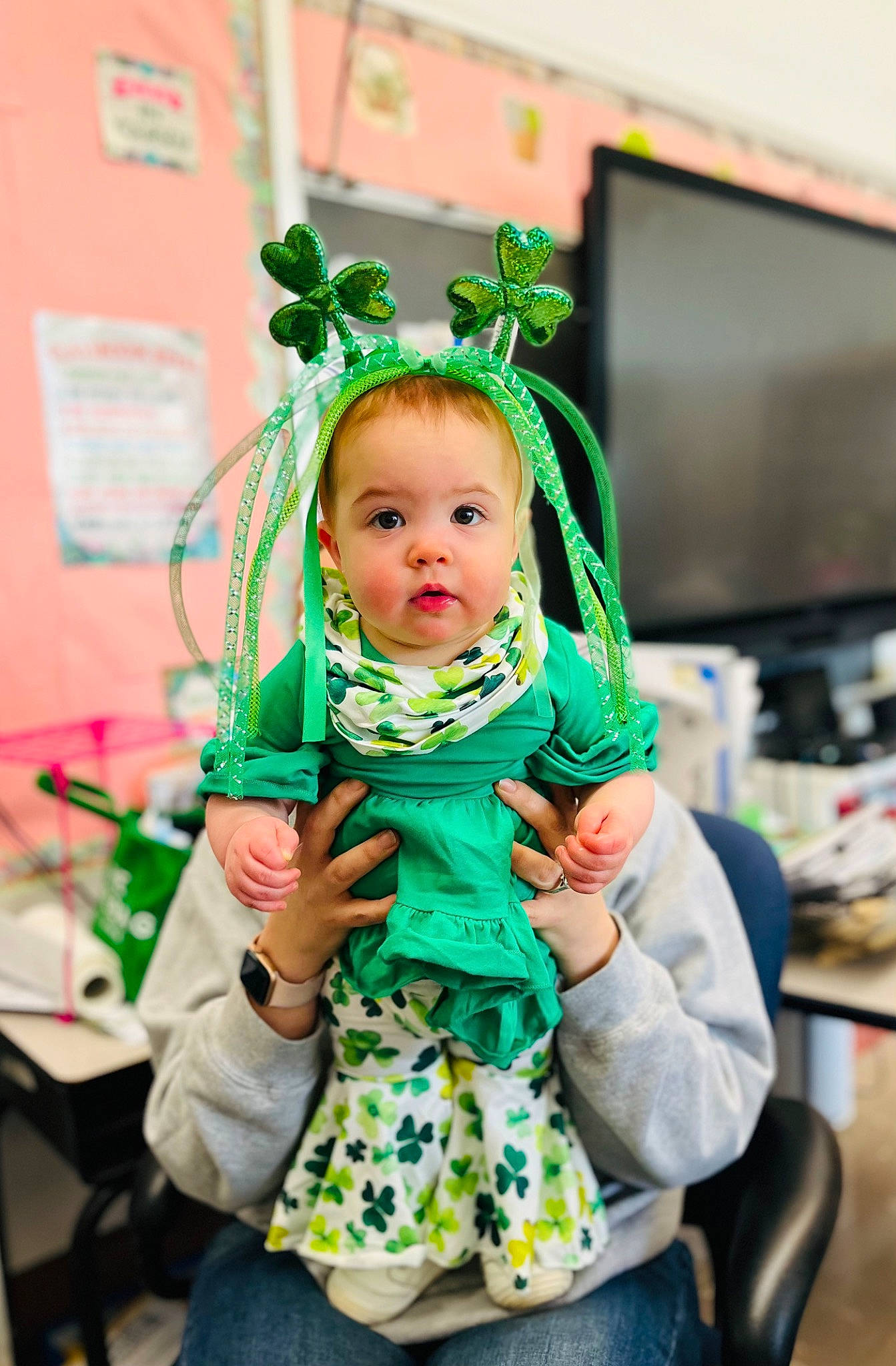 Mary joined the competition — help win amazing prizes! baby, baby_toddler_clothing, chair, child, computer_monitor, costume, event, fashion_accessory, fictional_character, fun, grass, happy, holiday, jeans, leisure, person, recreation, room, surprise, television