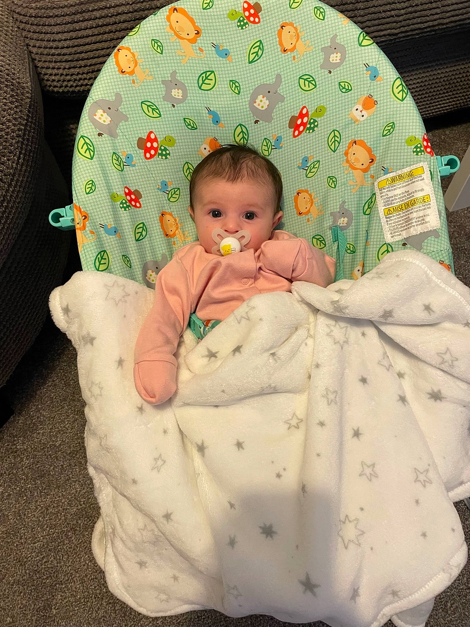 Harper joined the competition — help win amazing prizes! baby, baby_products, baby_safety, baby_sleeping, baby_toddler_clothing, child, chin, comfort, dress, face, head, infant_bed, linens, pattern, person, room, sitting, skin, sleeve, textile