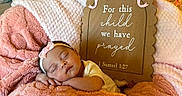 Kaizley joined the competition — help win amazing prizes! baby, newborn, sleeping, infant, portrait, headband, bow, blanket, pink, cream, cozy, bed, nursery, prayer_sign, wooden_sign, indoor, peaceful, resting, closed_eyes, soft_textures