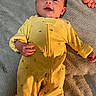 Kaizley is registered to the contest to win money with this photo: baby, infant, child, portrait, lying_down, yellow_onesie, pajamas, blanket, bed, indoors, face, smiling, wide_eyed, baby_clothing, zipper, hand, adult_hand, warm_lighting, cozy, photography