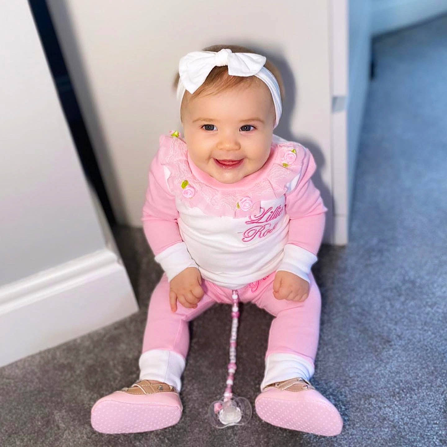 Lillie-rose joined the competition — help win amazing prizes! baby, baby_toddler_clothing, cheek, eye, face, finger, hair, happy, head, headwear, iris, joy, knee, leg, lip, neck, person, pink, skin, sleeve