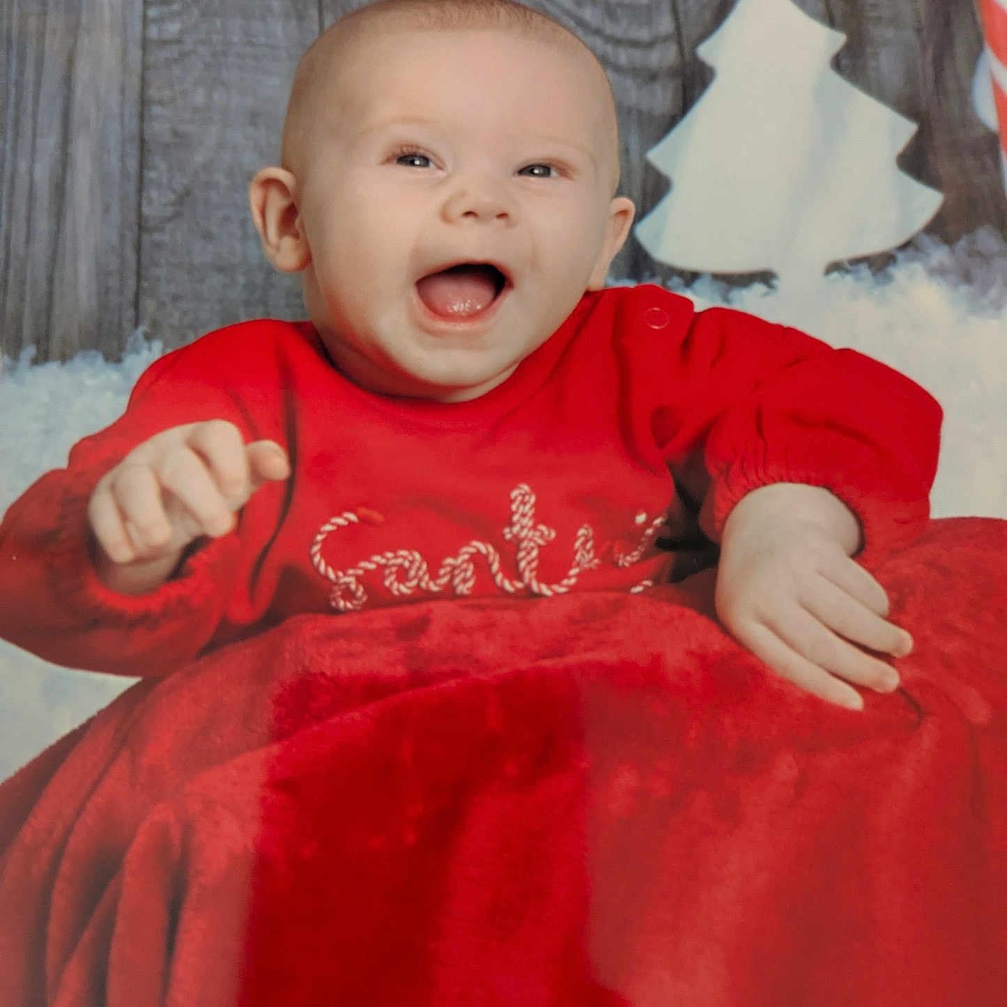 Mason joined the competition — help win amazing prizes! baby, babylaughing, bodypart, clothing, dress, face, finger, hand, happy, head, laughing, mouth, pants, person, photography, portrait, sitting, smile, t_shirt, velvet