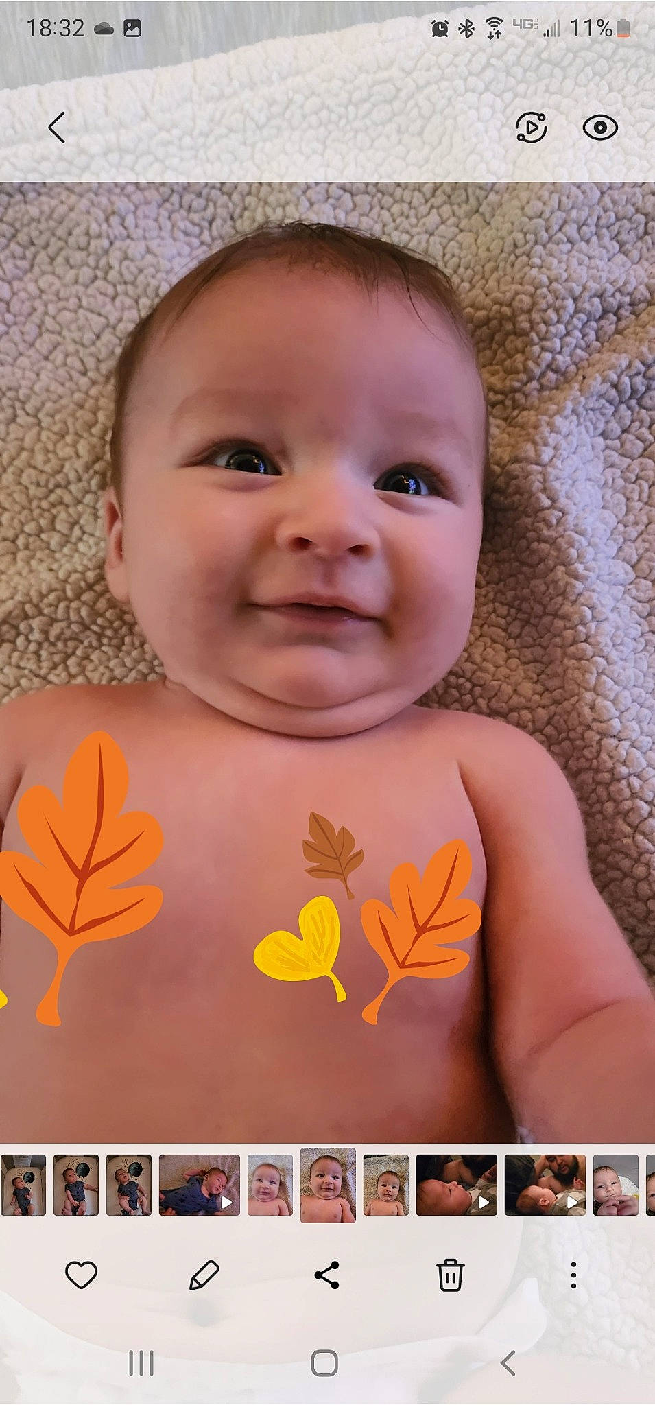 Emmitt joined the competition — help win amazing prizes! baby, baby_products, baby_toddler_clothing, cheek, child, chin, close_up, eyelash, facial_expression, finger, happy, iris, lip, nose, orange, peach, person, pink, skin, smile