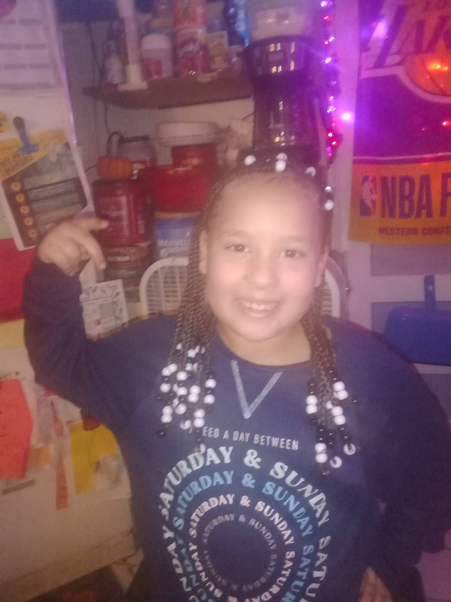 Chloe is registered to the contest to win money with this photo: chest, child, cool, entertainment, event, finger, forehead, fun, happy, holiday, joy, magenta, night, person, room, selfie, sleeve, smile, t_shirt, thumb