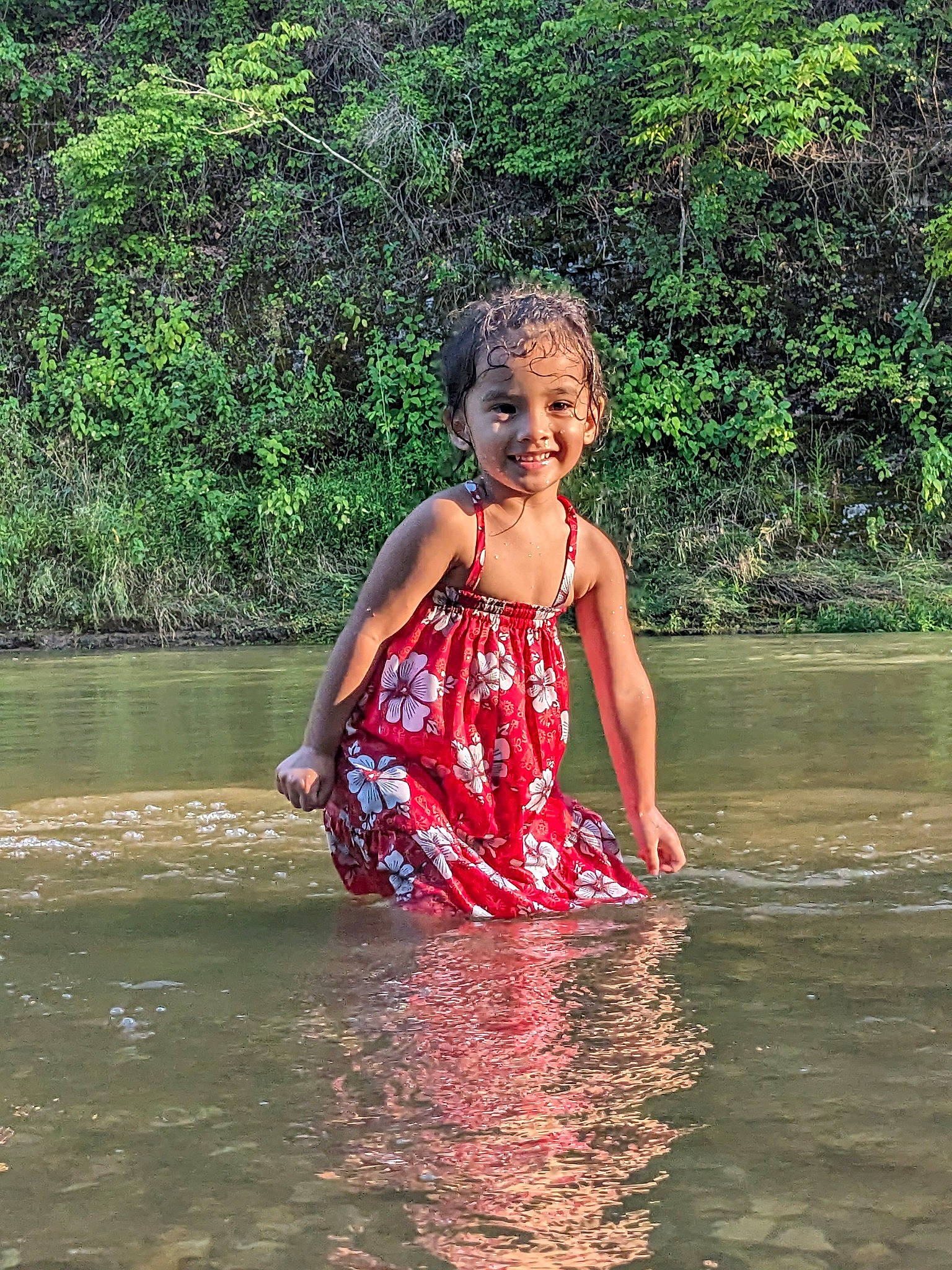 Noelle is registered to the contest to win money with this photo: adaptation, bathing, child, fluvial_landforms_of_streams, forest, fun, happy, joy, jungle, lake, leisure, people_in_nature, person, plant, recreation, smile, stream, swimwear, toddler, tree