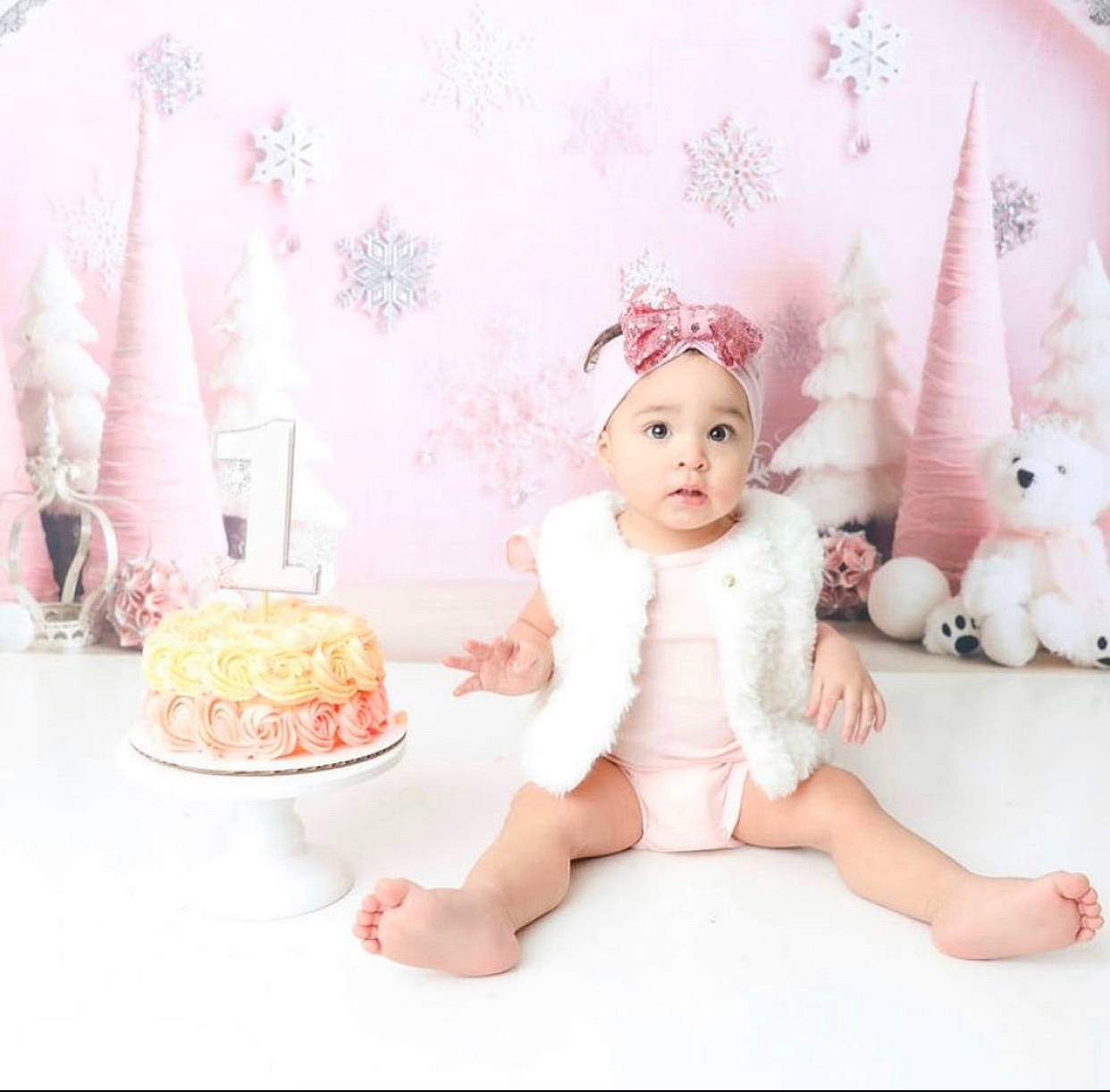Scarlett is registered to the contest to win money with this photo: baby_toddler_clothing, baked_goods, baking, birthday_cake, birthday_party, buttercream, cake, cake_decorating, cake_decorating_supply, child, dessert, food, headwear, icing, party_supply, pattern, peach, person, pink, product