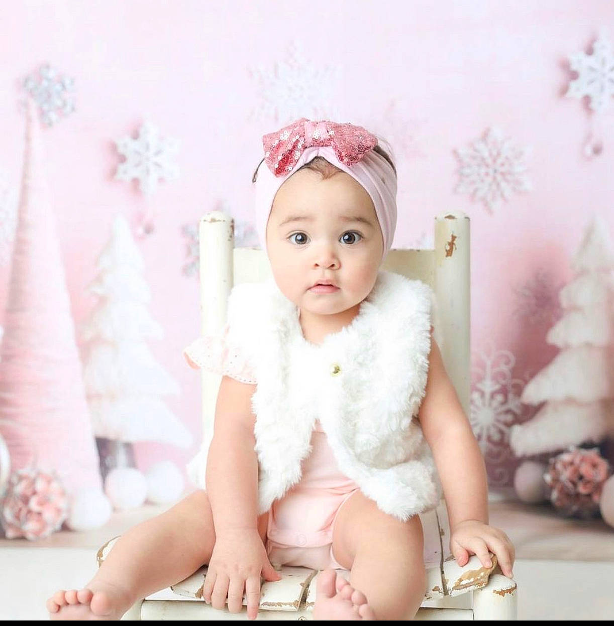 Scarlett joined the competition — help win amazing prizes! baby, baby_toddler_clothing, cap, collar, costume_hat, embellishment, fashion_accessory, flash_photography, fur, happy, headband, headpiece, headwear, jewellery, magenta, pattern, peach, person, pink, sitting