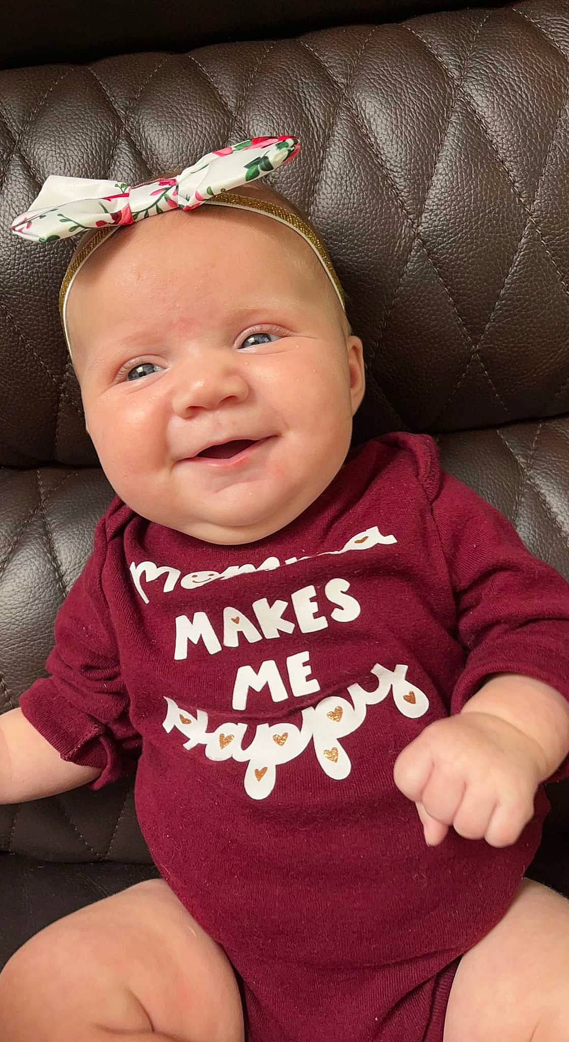 Blakely joined the competition — help win amazing prizes! baby, baby_toddler_clothing, cheek, chin, eye, face, facial_expression, happy, head, headwear, lip, mouth, nose, organ, person, product, skin, sleeve, smile, standing