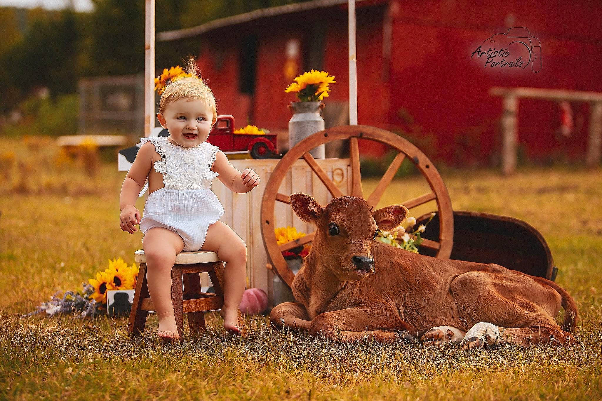Oaklynne joined the competition — help win amazing prizes! baby, child, event, eye, fun, grass, grassland, happy, hat, joy, landscape, leisure, people_in_nature, person, plant, recreation, rural_area, sitting, smile, tire