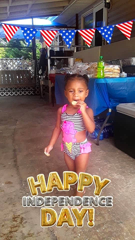 Treasure joined the competition — help win amazing prizes! blue, child, event, flag, flag_day_usa, flag_of_the_united_states, flooring, fun, happy, leisure, magenta, person, recreation, shorts, smile, sportswear, swimwear, t_shirt, thigh, toddler