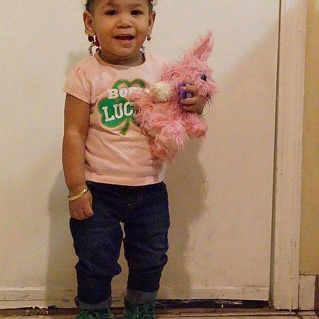 Jahceillia joined the competition — help win amazing prizes! baby_toddler_clothing, child, clothing, fun, fur, gesture, happy, headwear, joy, leg, magenta, person, photograph, pink, skin, sleeve, smile, standing, stuffed_toy, t_shirt