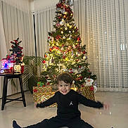 Liham a rejoint le concours — aidez-le/la à gagner de superbes lots ! black_clothing, celebration, child, christmas_tree, curtains, decorations, festive, floor, holiday, home, indoor, lights, ornaments, plant, presents, smiling, socks, table, tree_topper, wrapped_gifts