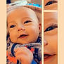 Ryleigh is registered to the contest to win money with this photo: baby, child, smiling, face, eyes, mouth, closeup, collage, colorful_clothing, indoor, soft_light, portrait, happy, infant, expression, cute, hand, warm_tones, blanket, zipped_jacket