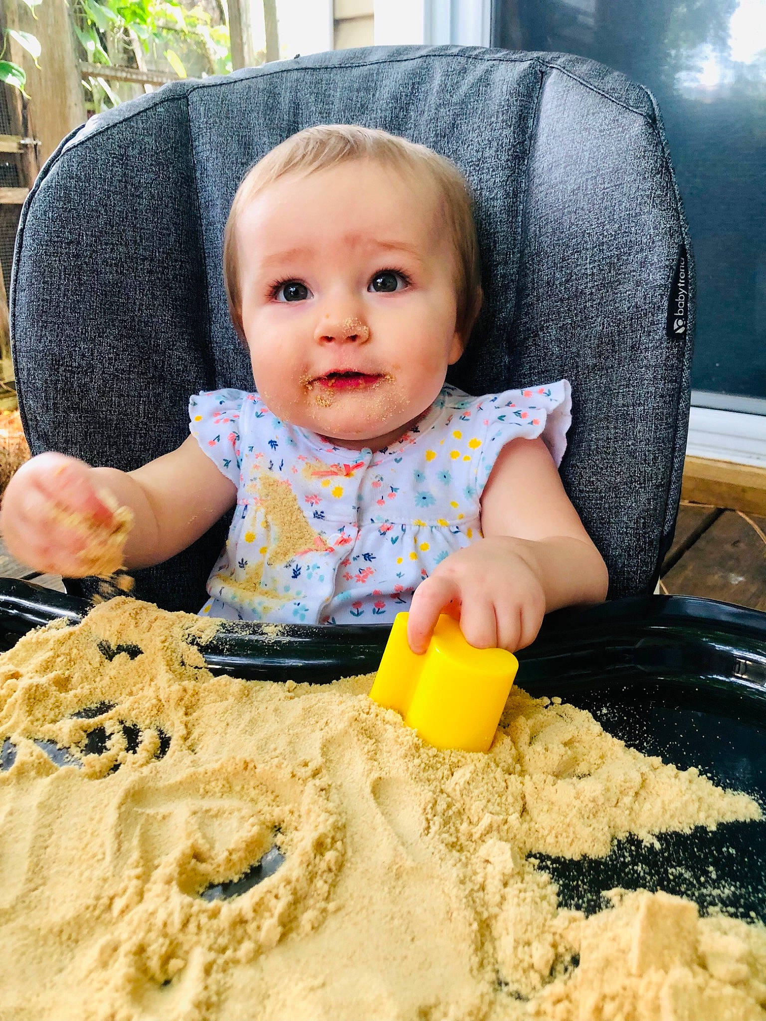 Parker joined the competition — help win amazing prizes! baby, baby_toddler_clothing, bib, chair, cheek, child, comfort, cuisine, face, fun, happy, head, ingredient, mixture, person, product, recipe, sitting, tableware, toddler