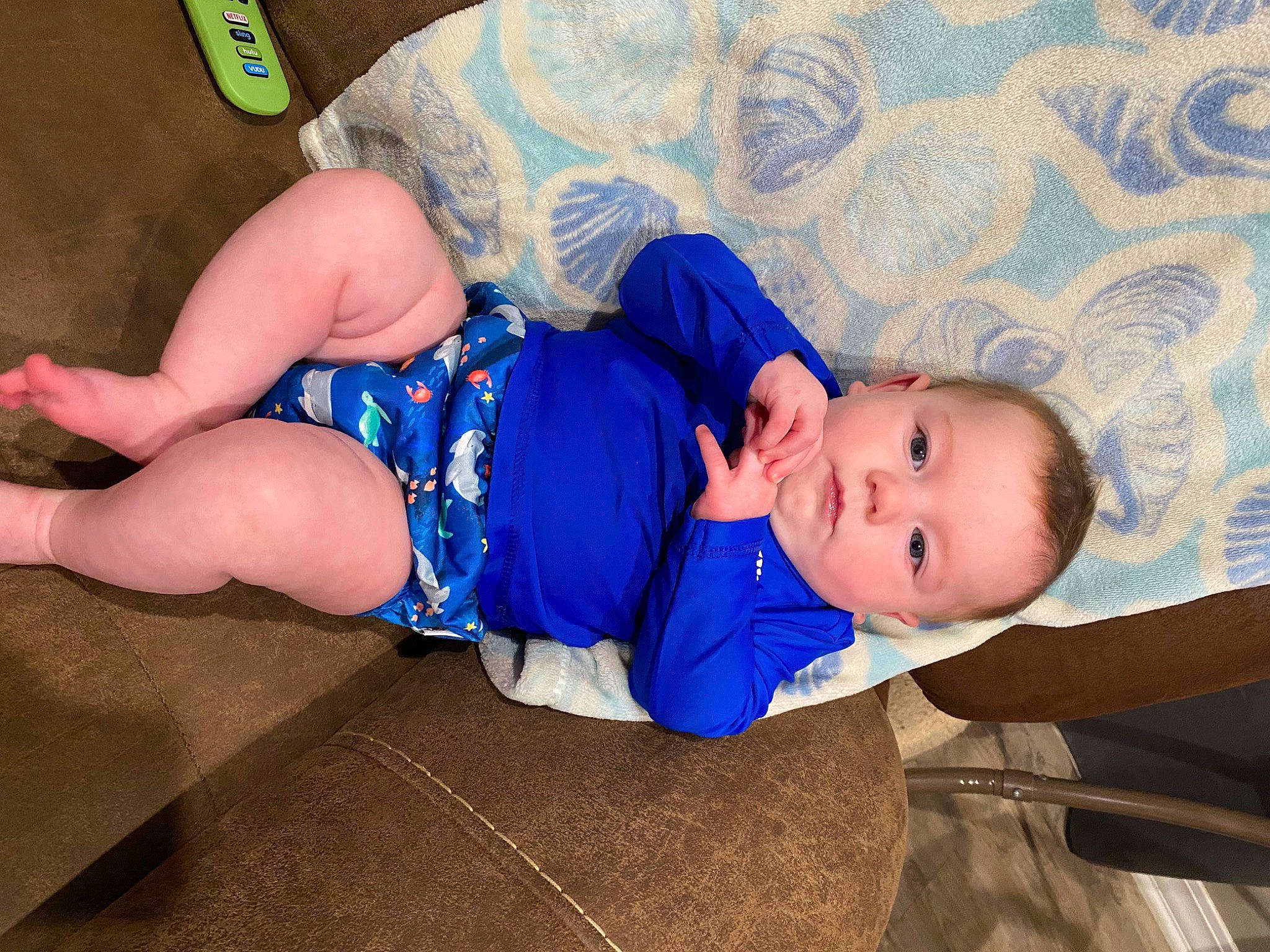 Ian joined the competition — help win amazing prizes! baby, baby_toddler_clothing, barefoot, child, comfort, elbow, electric_blue, foot, fun, hat, human_leg, knee, leisure, mouth, pattern, person, sitting, smile, sock, thigh