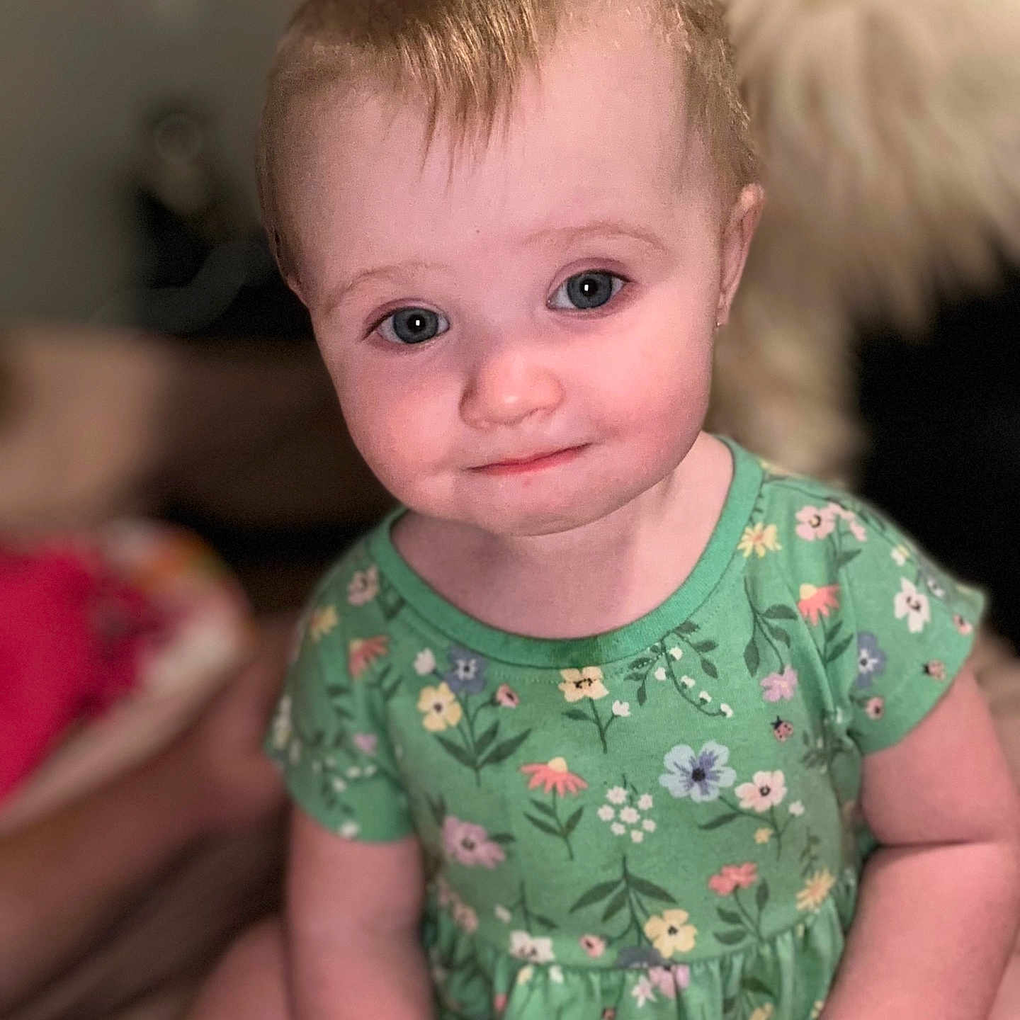 Taylor joined the competition — help win amazing prizes! accessories, baby, blonde, clothing, crawling, dress, face, hair, happy, head, newborn, person, photography, portrait, shirt, sitting, skin, sleeve, smile, t_shirt