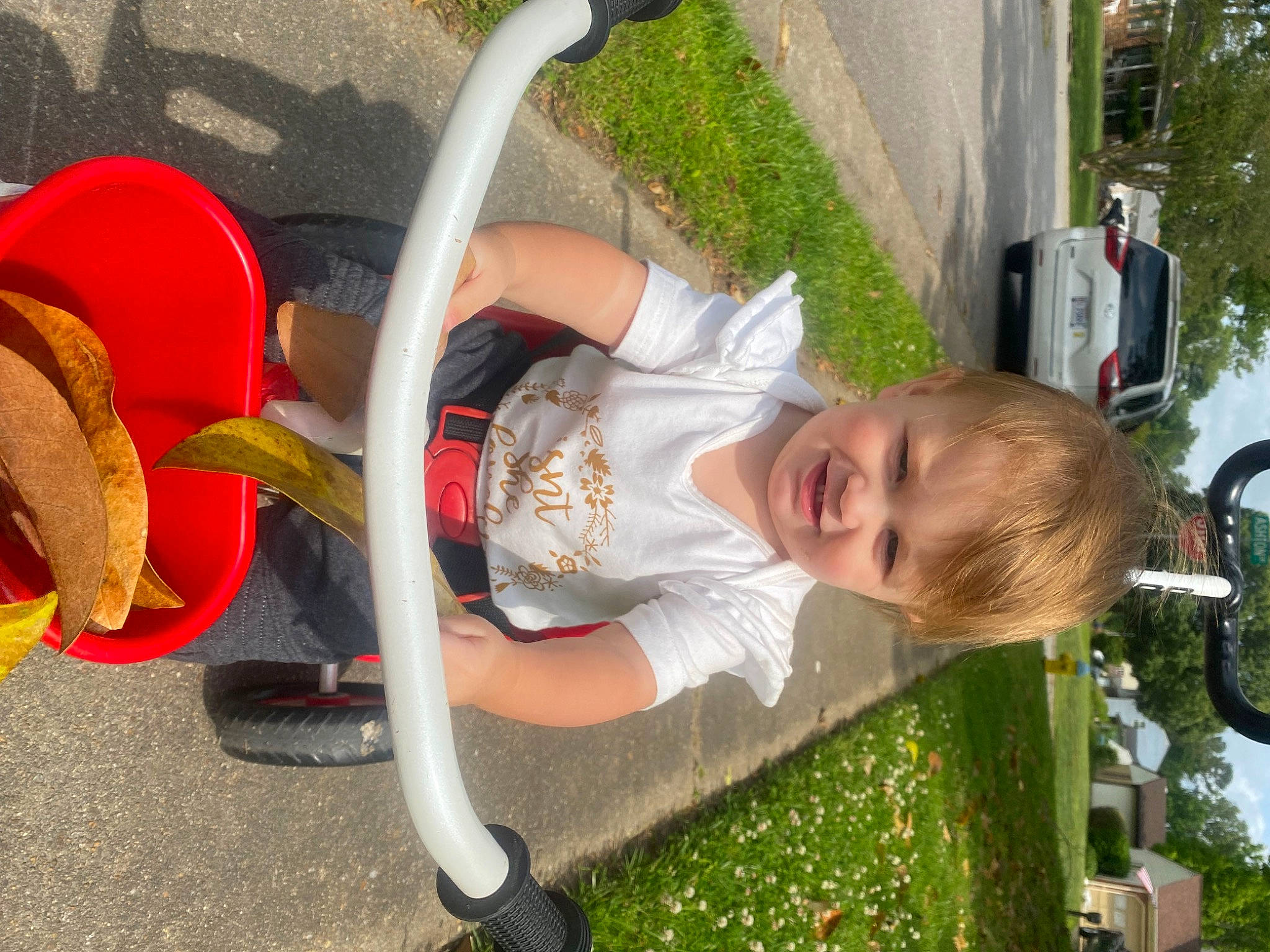 Kora is registered to the contest to win money with this photo: auto_part, automotive_exterior, automotive_tire, automotive_wheel_system, car, chair, child, family_car, fun, grass, joy, leisure, person, plant, recreation, tire, toddler, tree, vehicle, vehicle_door